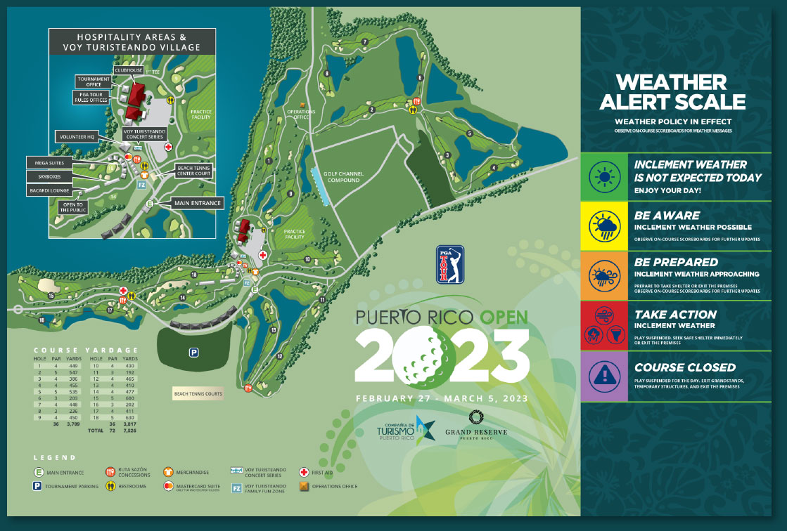 an ilustrated map of the golf course