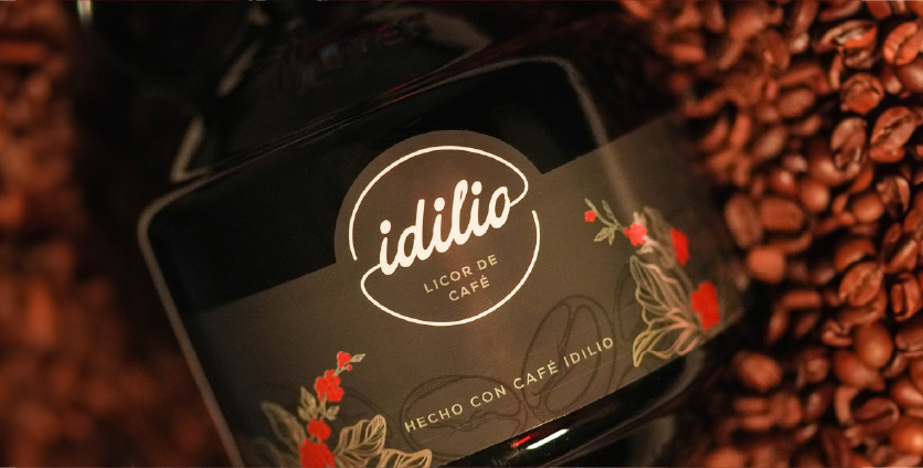 a bottle of Idilio Coffee Liqueur