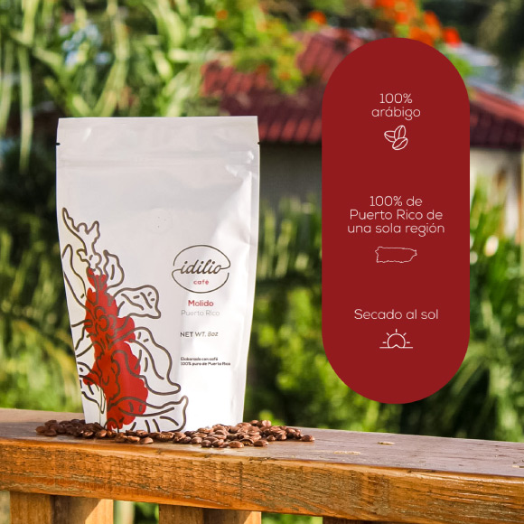 social media displaying an 8oz bag of ground Idilio Coffee